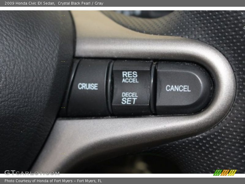 Crystal Black Pearl / Gray 2009 Honda Civic EX Sedan