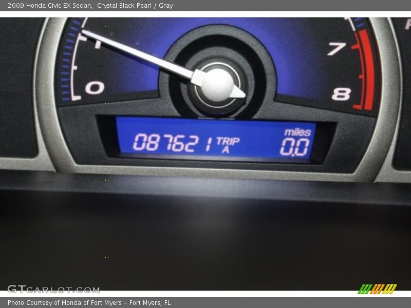 Crystal Black Pearl / Gray 2009 Honda Civic EX Sedan