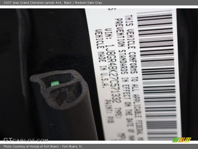 Black / Medium Slate Gray 2007 Jeep Grand Cherokee Laredo 4x4