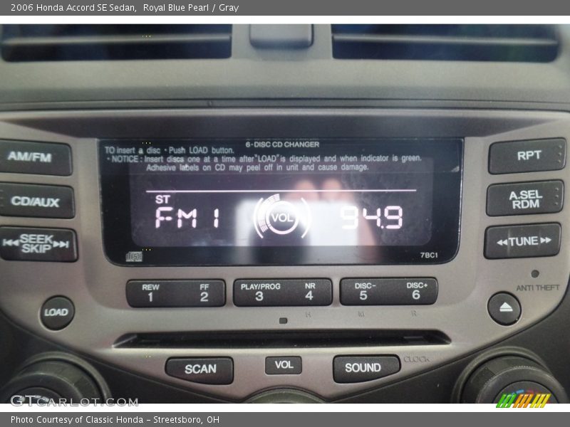 Royal Blue Pearl / Gray 2006 Honda Accord SE Sedan