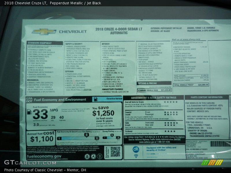 Pepperdust Metallic / Jet Black 2018 Chevrolet Cruze LT