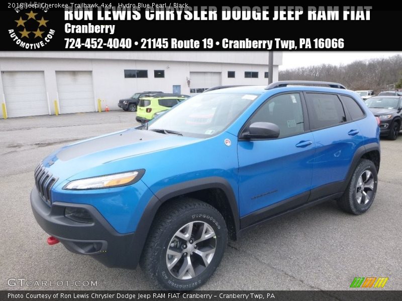 Hydro Blue Pearl / Black 2018 Jeep Cherokee Trailhawk 4x4