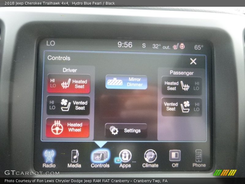 Hydro Blue Pearl / Black 2018 Jeep Cherokee Trailhawk 4x4