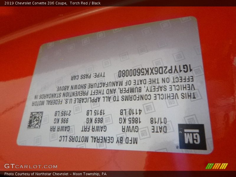 Torch Red / Black 2019 Chevrolet Corvette Z06 Coupe