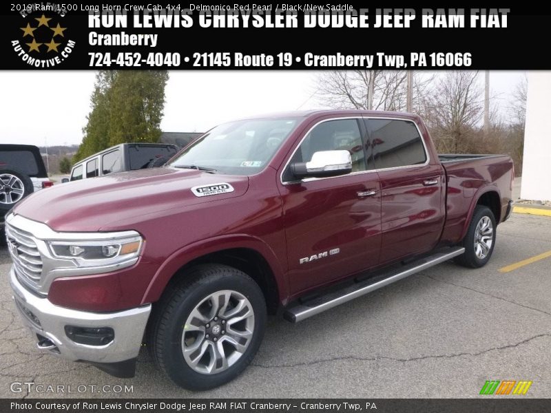 Delmonico Red Pearl / Black/New Saddle 2019 Ram 1500 Long Horn Crew Cab 4x4