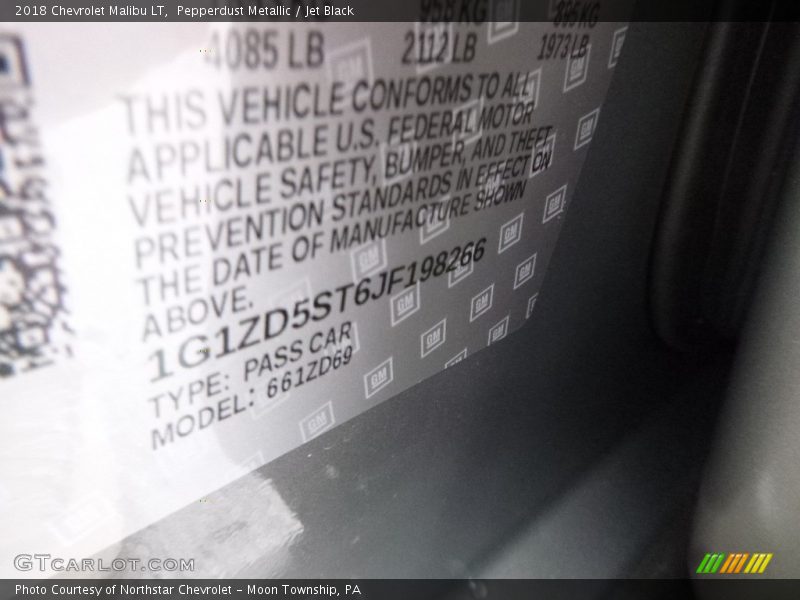 Pepperdust Metallic / Jet Black 2018 Chevrolet Malibu LT