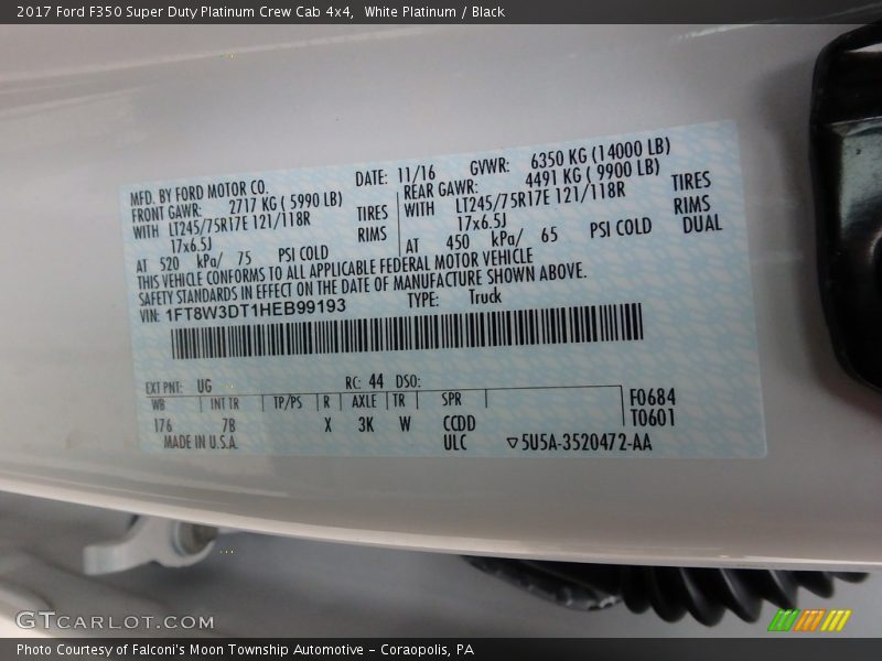 White Platinum / Black 2017 Ford F350 Super Duty Platinum Crew Cab 4x4