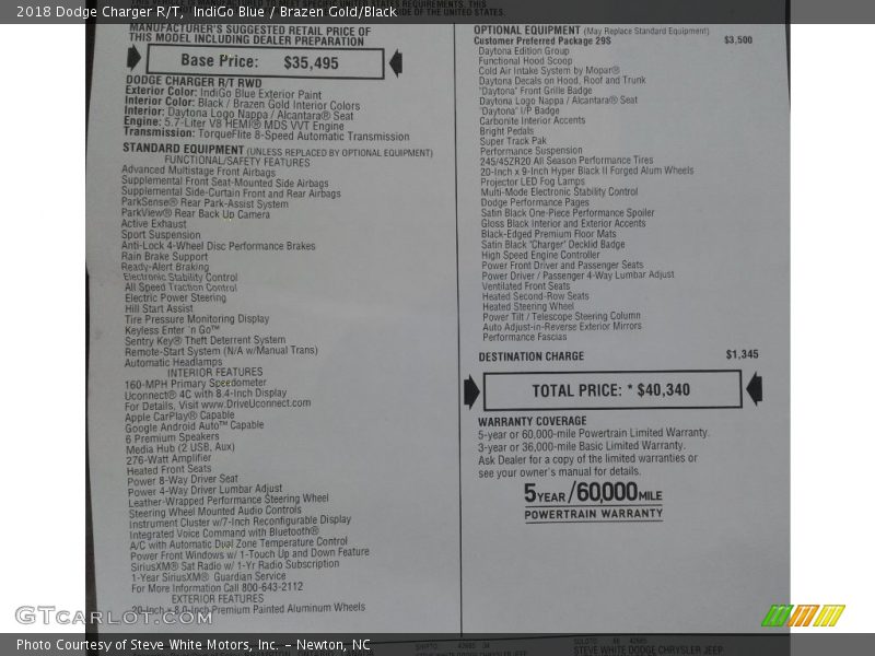 IndiGo Blue / Brazen Gold/Black 2018 Dodge Charger R/T