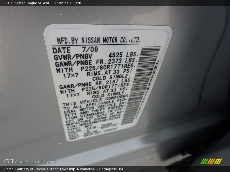 Silver Ice / Black 2010 Nissan Rogue SL AWD