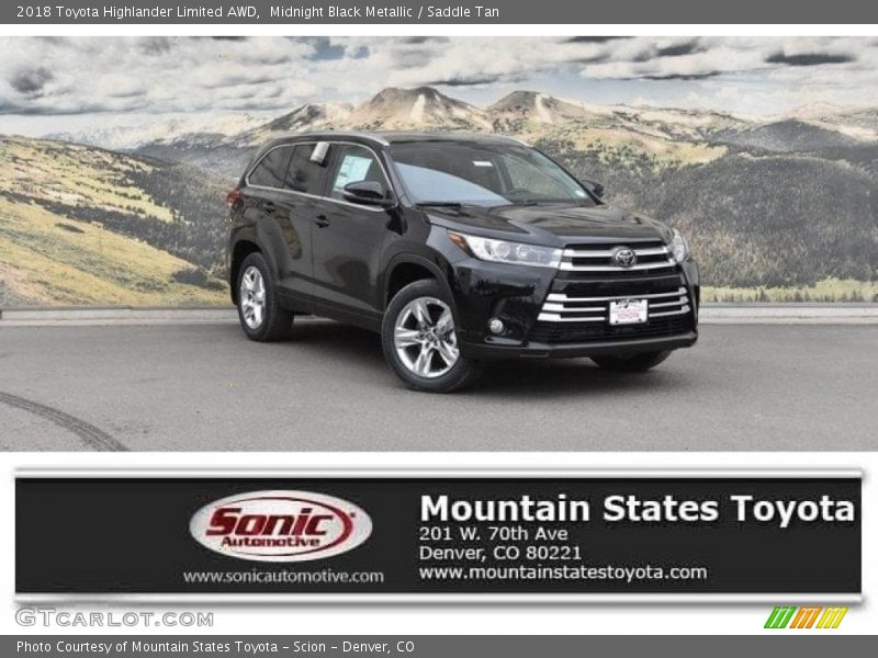 Midnight Black Metallic / Saddle Tan 2018 Toyota Highlander Limited AWD