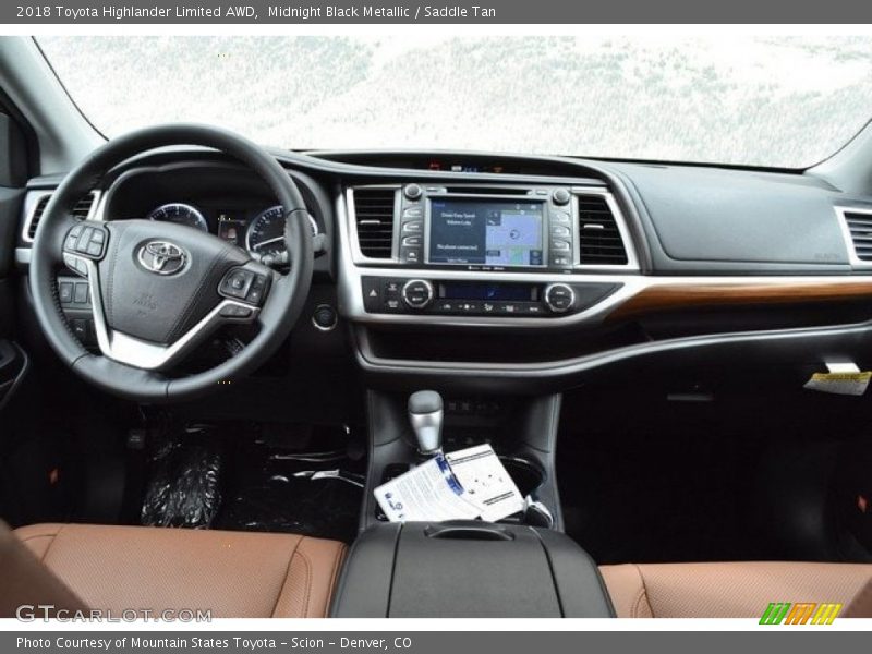 Midnight Black Metallic / Saddle Tan 2018 Toyota Highlander Limited AWD