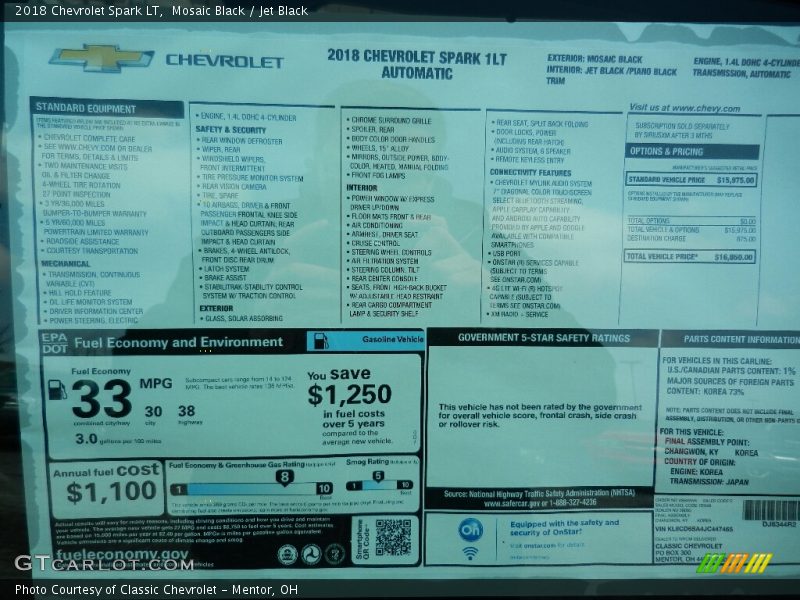 Mosaic Black / Jet Black 2018 Chevrolet Spark LT