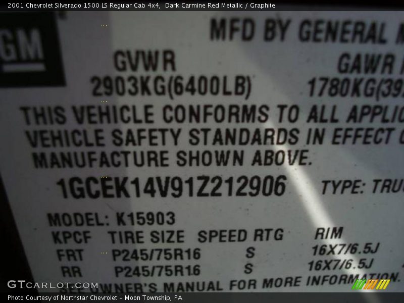 Dark Carmine Red Metallic / Graphite 2001 Chevrolet Silverado 1500 LS Regular Cab 4x4
