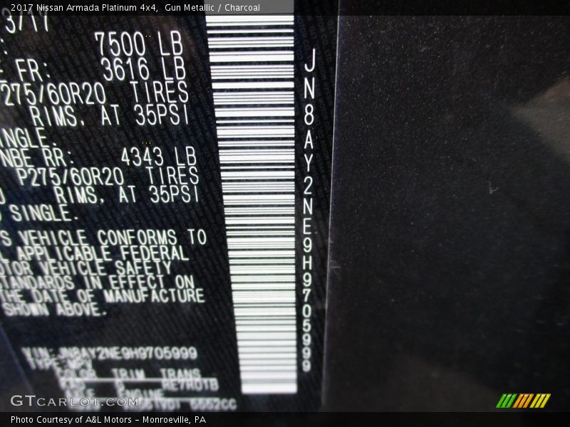 Gun Metallic / Charcoal 2017 Nissan Armada Platinum 4x4