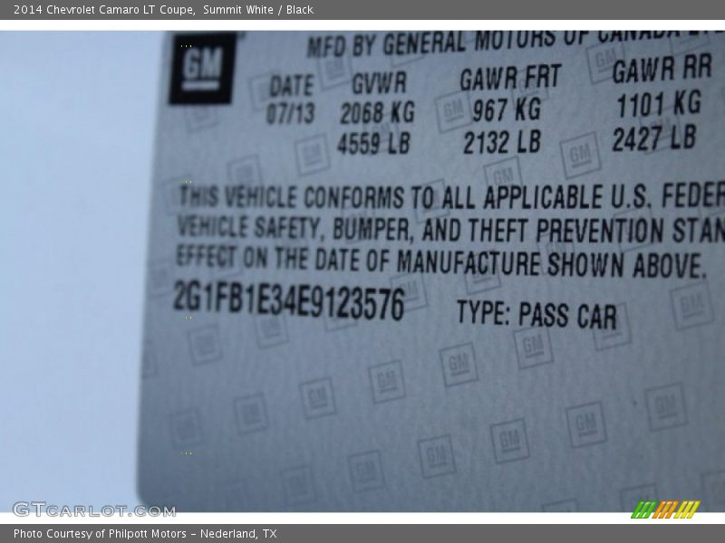 Summit White / Black 2014 Chevrolet Camaro LT Coupe