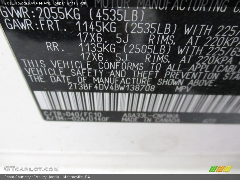 Super White / Ash 2011 Toyota RAV4 I4 4WD