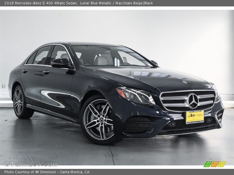 Lunar Blue Metallic / Macchiato Beige/Black 2018 Mercedes-Benz E 400 4Matic Sedan
