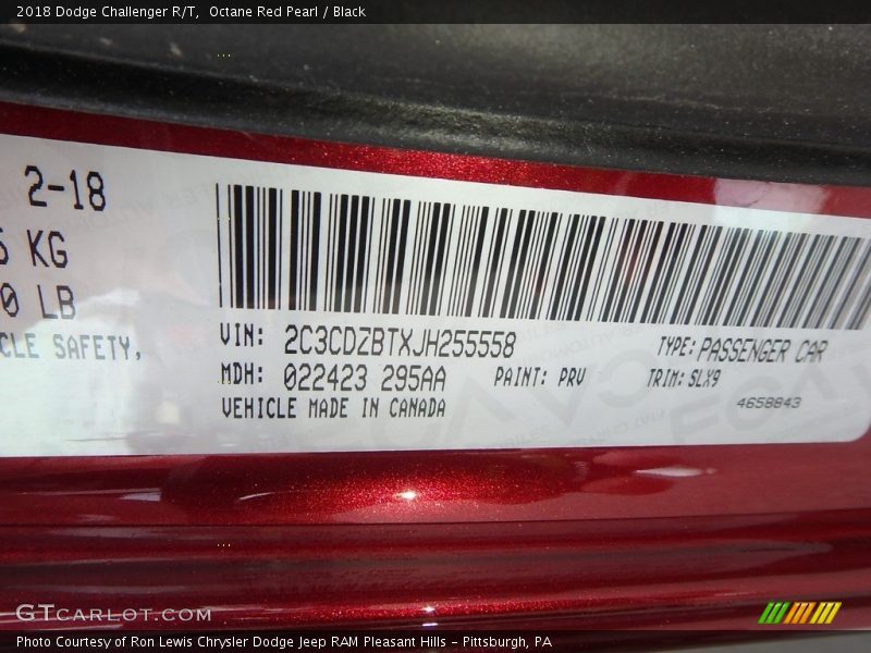 Octane Red Pearl / Black 2018 Dodge Challenger R/T
