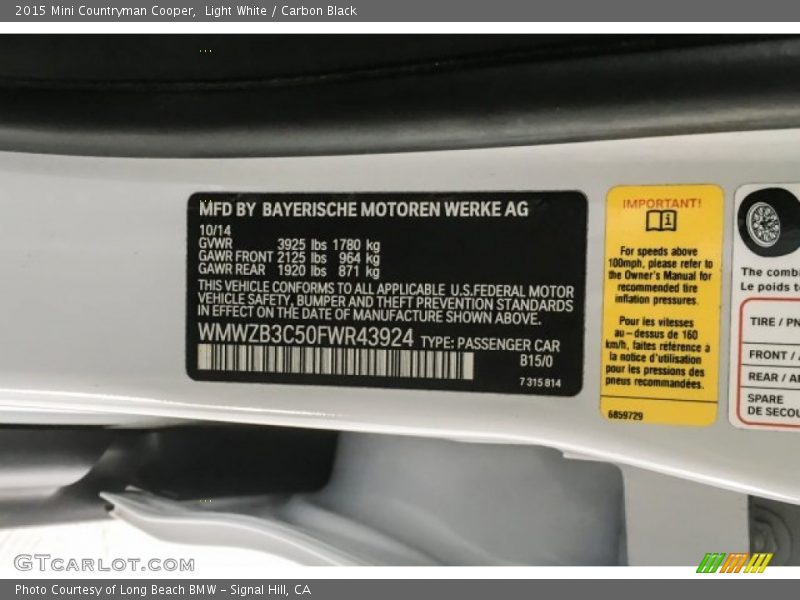 Light White / Carbon Black 2015 Mini Countryman Cooper