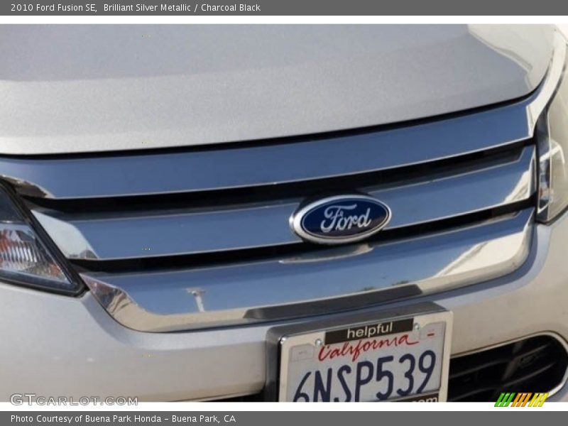 Brilliant Silver Metallic / Charcoal Black 2010 Ford Fusion SE