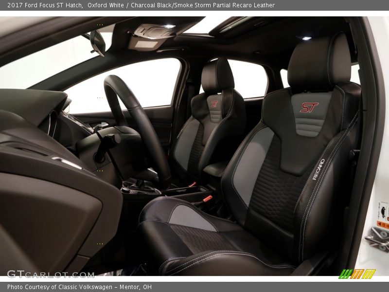 Oxford White / Charcoal Black/Smoke Storm Partial Recaro Leather 2017 Ford Focus ST Hatch