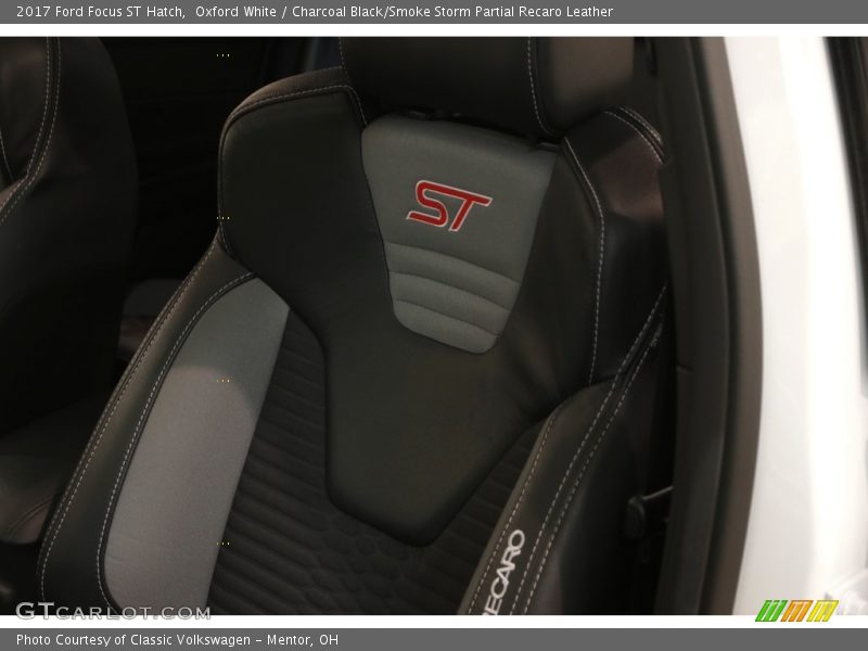 Oxford White / Charcoal Black/Smoke Storm Partial Recaro Leather 2017 Ford Focus ST Hatch