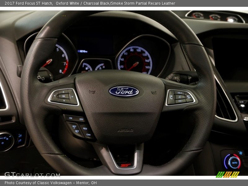 Oxford White / Charcoal Black/Smoke Storm Partial Recaro Leather 2017 Ford Focus ST Hatch
