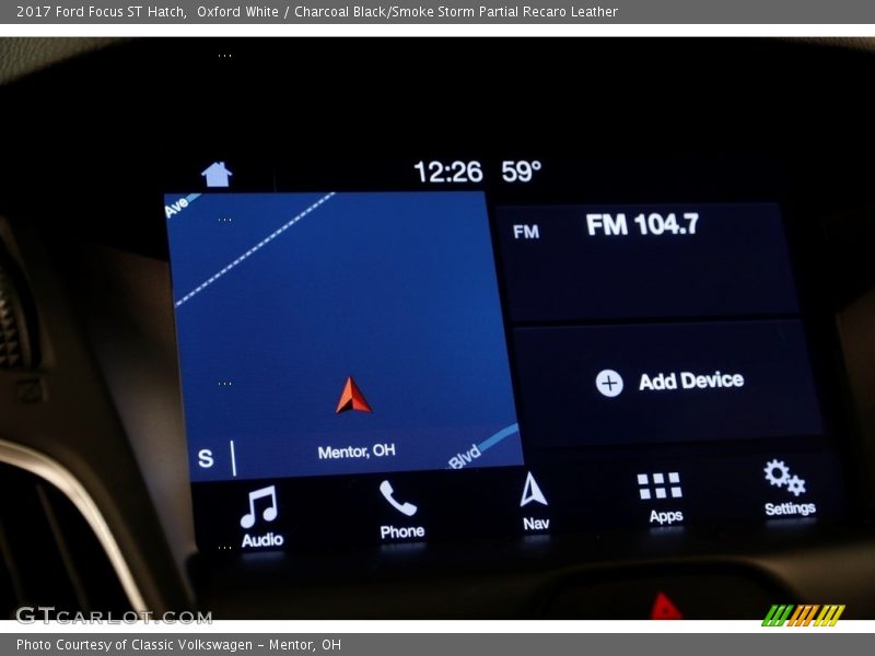 Oxford White / Charcoal Black/Smoke Storm Partial Recaro Leather 2017 Ford Focus ST Hatch