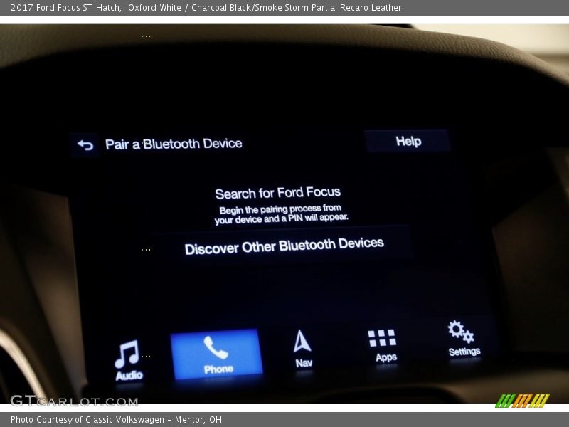 Oxford White / Charcoal Black/Smoke Storm Partial Recaro Leather 2017 Ford Focus ST Hatch