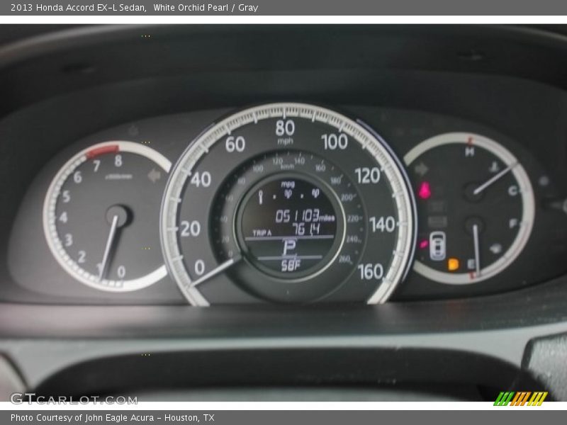 White Orchid Pearl / Gray 2013 Honda Accord EX-L Sedan