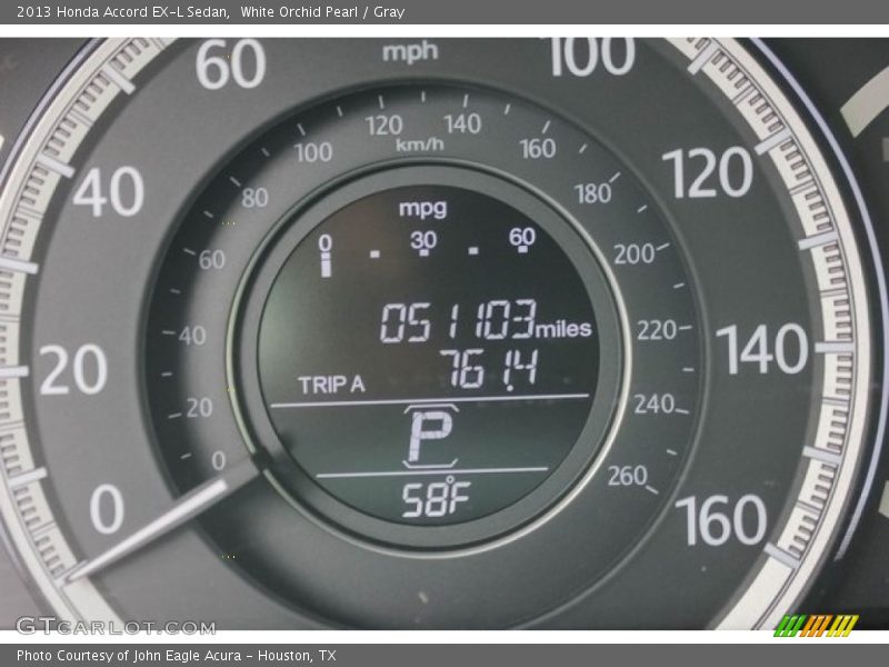 White Orchid Pearl / Gray 2013 Honda Accord EX-L Sedan