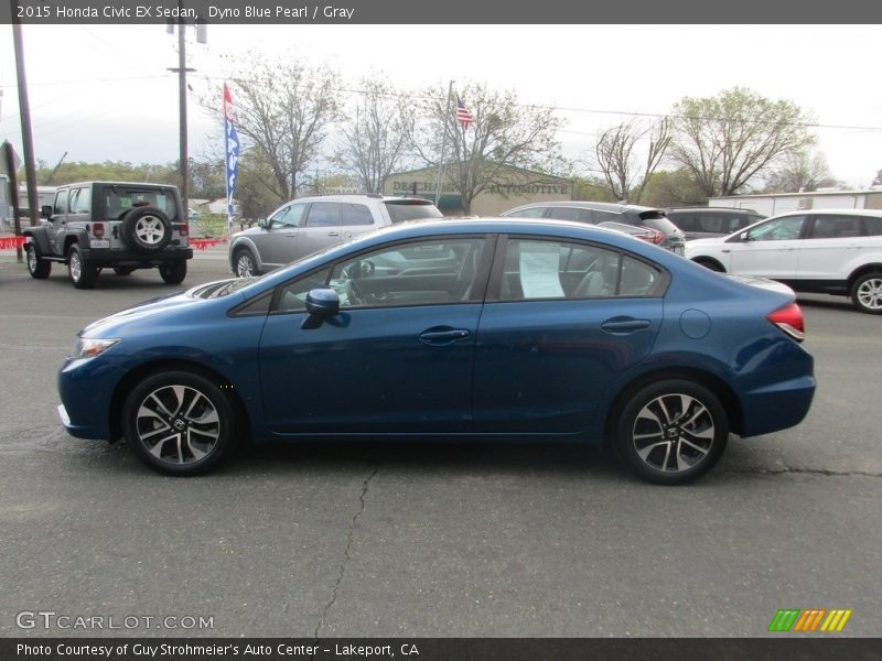 Dyno Blue Pearl / Gray 2015 Honda Civic EX Sedan