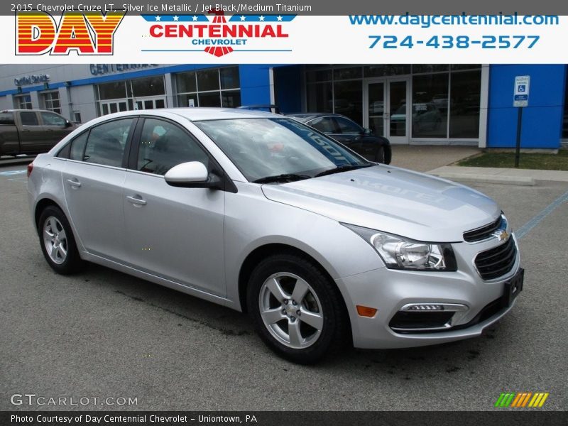 Silver Ice Metallic / Jet Black/Medium Titanium 2015 Chevrolet Cruze LT