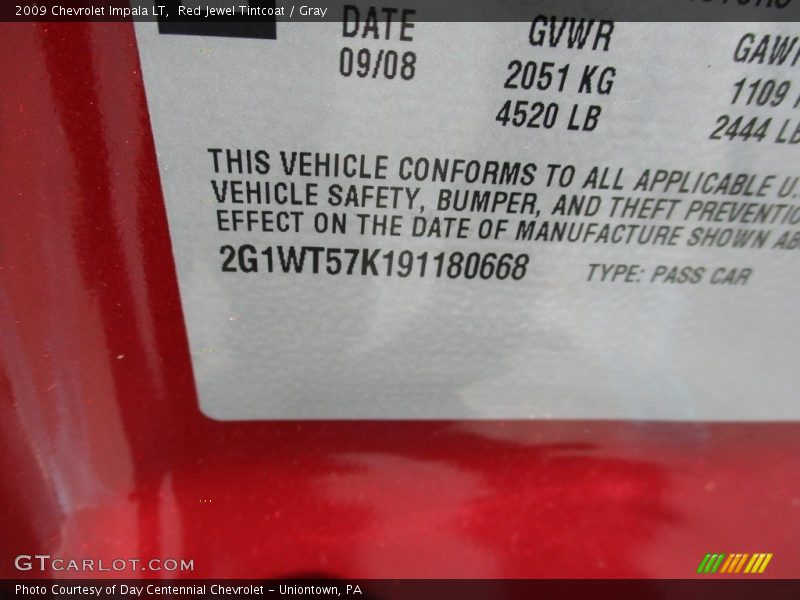 Red Jewel Tintcoat / Gray 2009 Chevrolet Impala LT