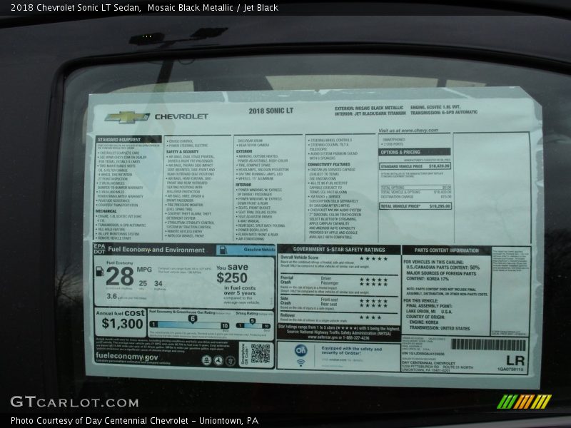 Mosaic Black Metallic / Jet Black 2018 Chevrolet Sonic LT Sedan