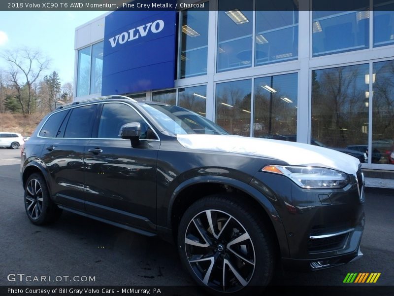 Pine Grey Metallic / Charcoal 2018 Volvo XC90 T6 AWD Momentum