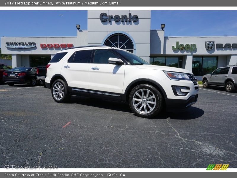 White Platinum / Medium Light Camel 2017 Ford Explorer Limited