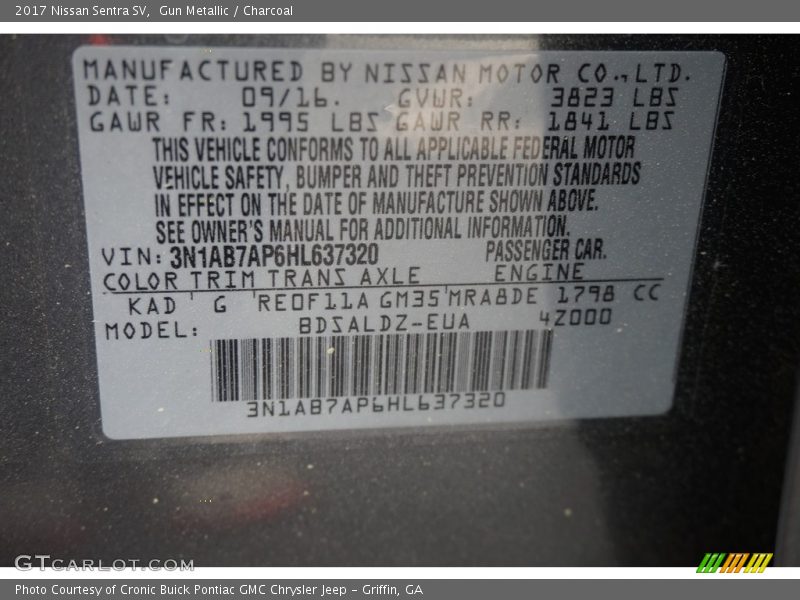 Gun Metallic / Charcoal 2017 Nissan Sentra SV