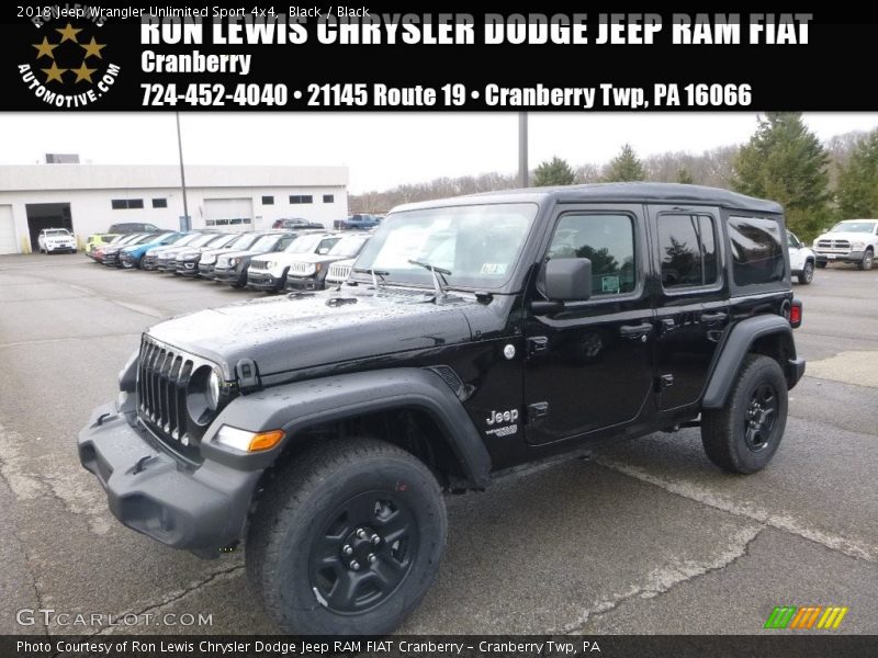 Black / Black 2018 Jeep Wrangler Unlimited Sport 4x4