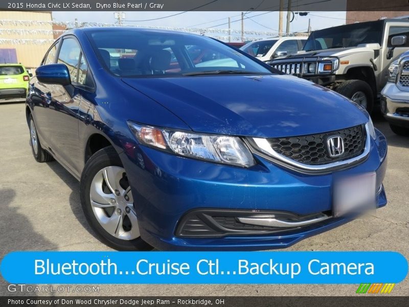 Dyno Blue Pearl / Gray 2015 Honda Civic LX Sedan