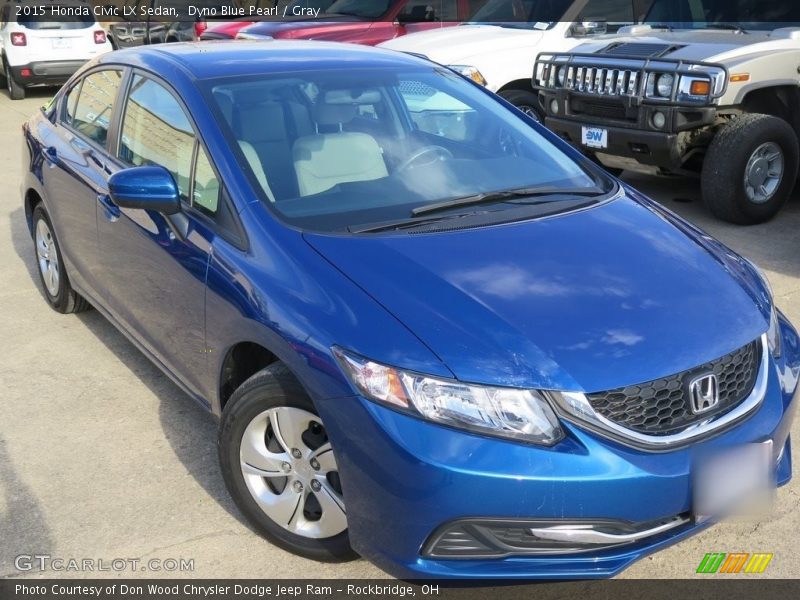 Dyno Blue Pearl / Gray 2015 Honda Civic LX Sedan