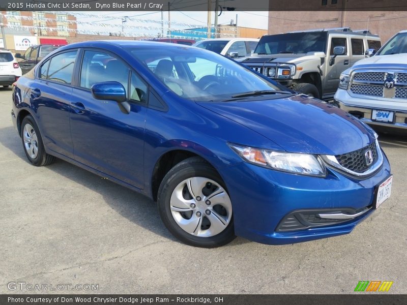 Dyno Blue Pearl / Gray 2015 Honda Civic LX Sedan