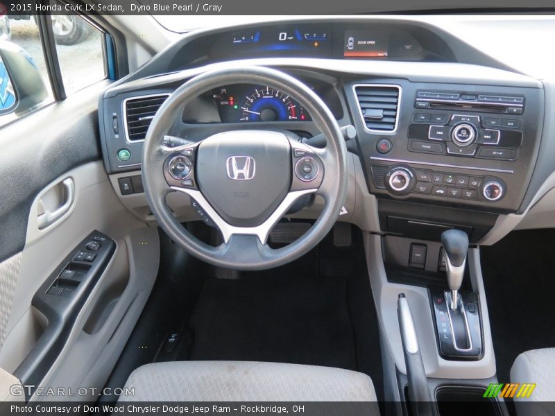 Dyno Blue Pearl / Gray 2015 Honda Civic LX Sedan