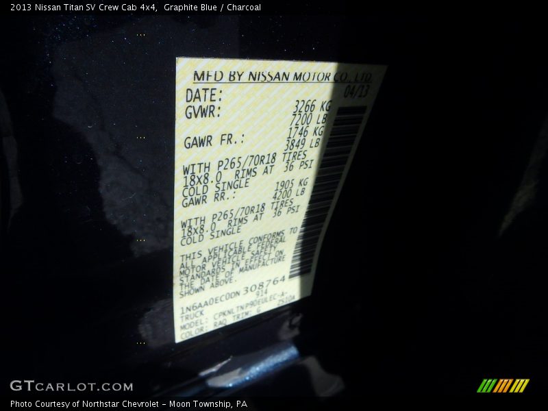Graphite Blue / Charcoal 2013 Nissan Titan SV Crew Cab 4x4