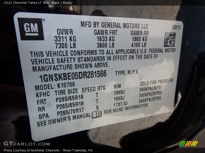 Black / Ebony 2013 Chevrolet Tahoe LT 4x4