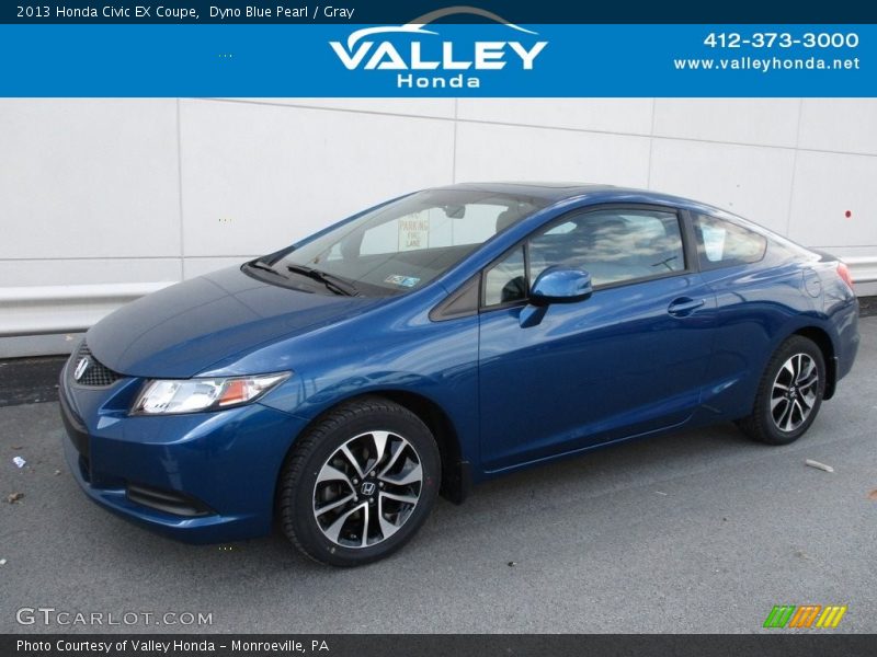 Dyno Blue Pearl / Gray 2013 Honda Civic EX Coupe