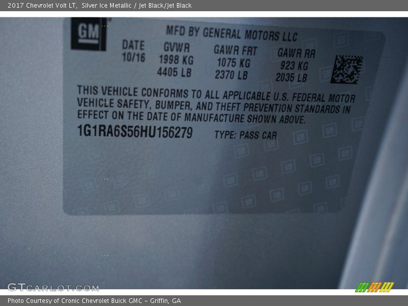 Silver Ice Metallic / Jet Black/Jet Black 2017 Chevrolet Volt LT