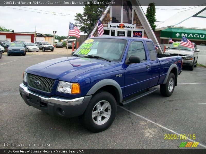 Sonic Blue Metallic / Dark Graphite 2003 Ford Ranger FX4 SuperCab 4x4