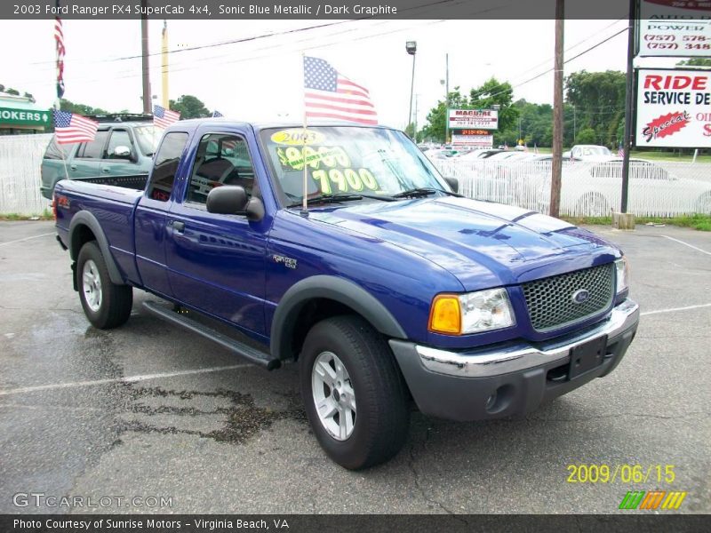 Sonic Blue Metallic / Dark Graphite 2003 Ford Ranger FX4 SuperCab 4x4