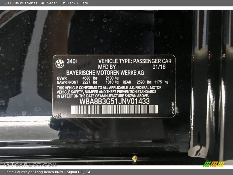 Jet Black / Black 2018 BMW 3 Series 340i Sedan